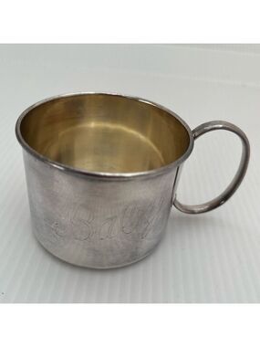 VINTAGE Wm A Rogers Silver Plated 2328 Christening Cup Engraved "Baby" Keepsake